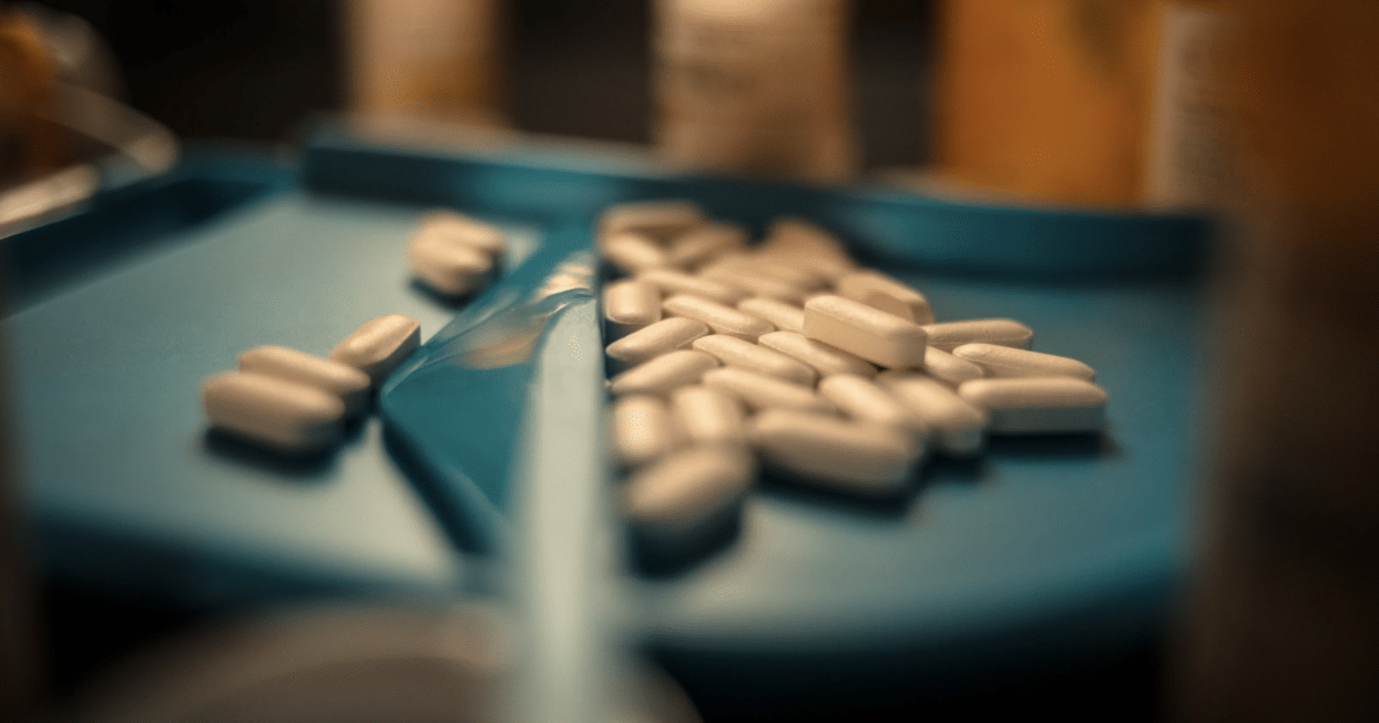pills on a table