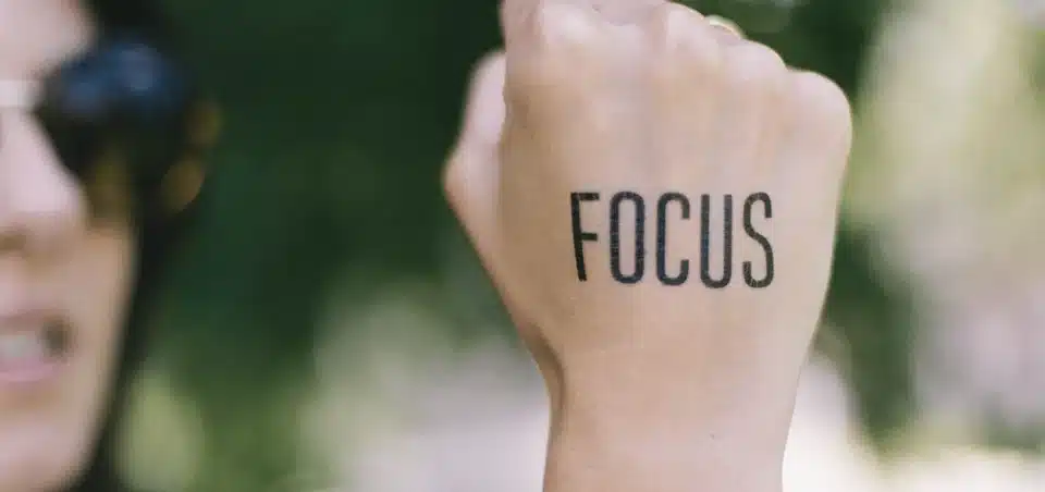 A fist with focus written on it