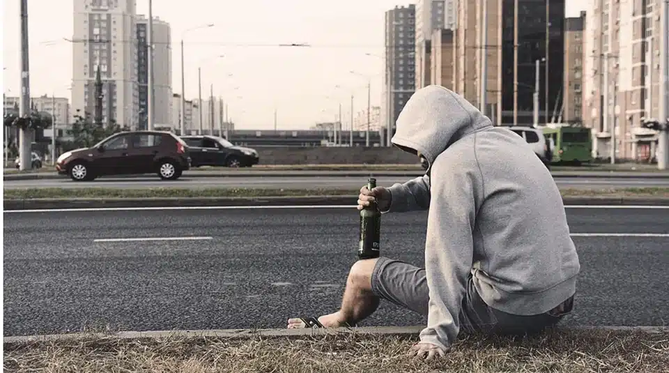 Person holding beer bottle