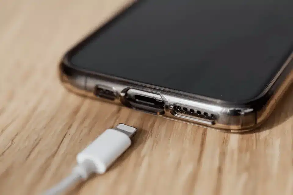 Phone being plugged in