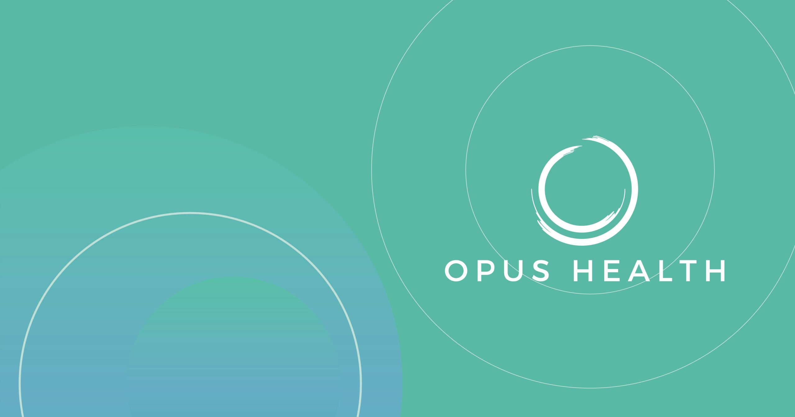 Opus Health logo on a teal background featuring a white circular brushstroke above the text 'OPUS HEALTH'.