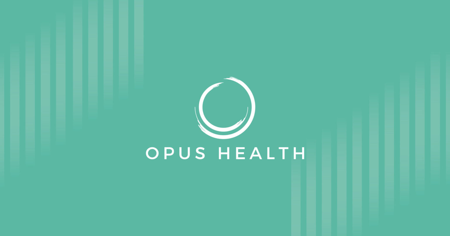 Opus Health logo: white brush-circle emblem with the words OPUS HEALTH on a teal background.