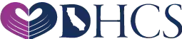 Logo with a purple abstract heart symbol to the left of blue wordmark reading the brand name.